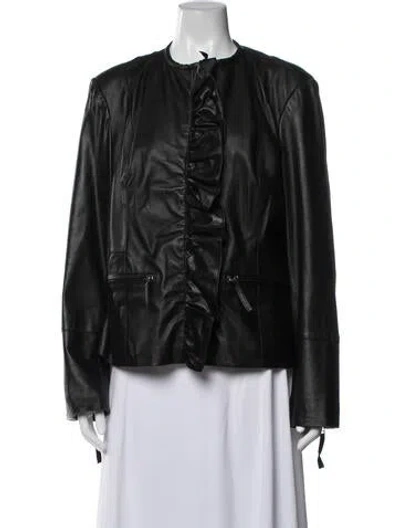 Pre-owned Neiman Marcus Leather Biker Jacket In Black