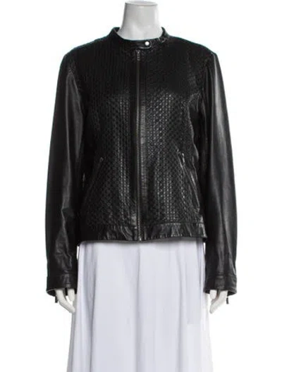 Pre-owned Neiman Marcus Leather Biker Jacket In Black