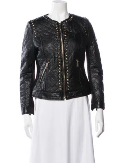 Pre-owned Neiman Marcus Leather Biker Jacket In Black