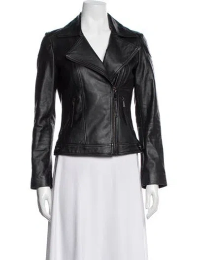 Pre-owned Neiman Marcus Leather Biker Jacket In Black