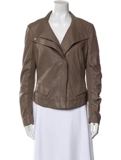 Pre-owned Neiman Marcus Leather Biker Jacket In Brown