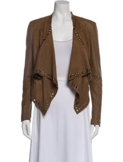 Pre-owned Neiman Marcus Leather Biker Jacket In Brown