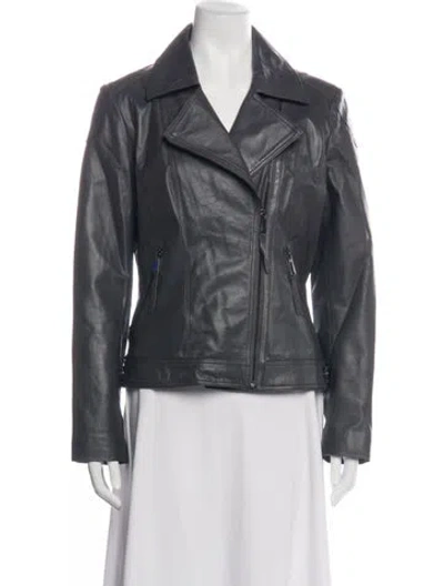 Pre-owned Neiman Marcus Leather Biker Jacket In Brown
