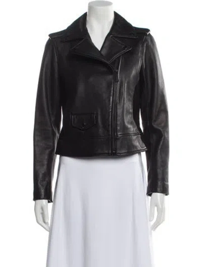 Pre-owned Neiman Marcus Leather Biker Jacket In Gray