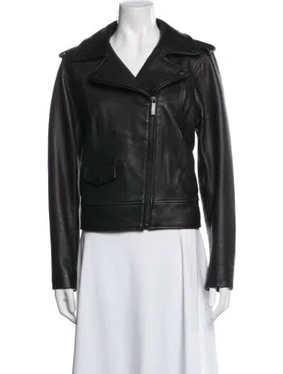 Pre-owned Neiman Marcus Leather Biker Jacket In Green