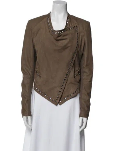 Pre-owned Neiman Marcus Leather Biker Jacket In Neutral