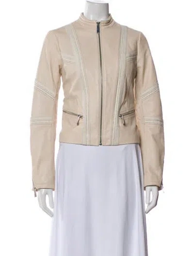 Pre-owned Neiman Marcus Leather Biker Jacket In Neutral