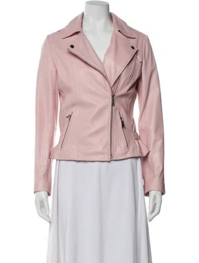 Pre-owned Neiman Marcus Leather Biker Jacket In Pink