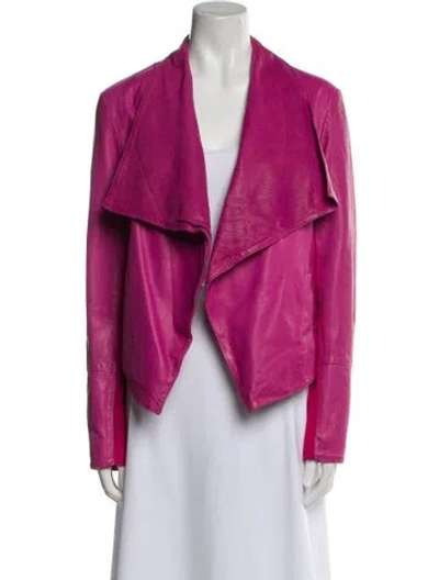Pre-owned Neiman Marcus Leather Biker Jacket In Pink