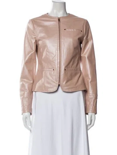 Pre-owned Neiman Marcus Leather Biker Jacket In Pink
