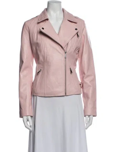 Pre-owned Neiman Marcus Leather Biker Jacket In Pink