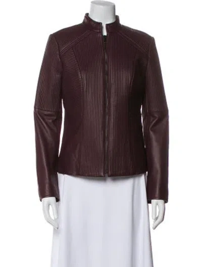 Pre-owned Neiman Marcus Leather Biker Jacket In Purple