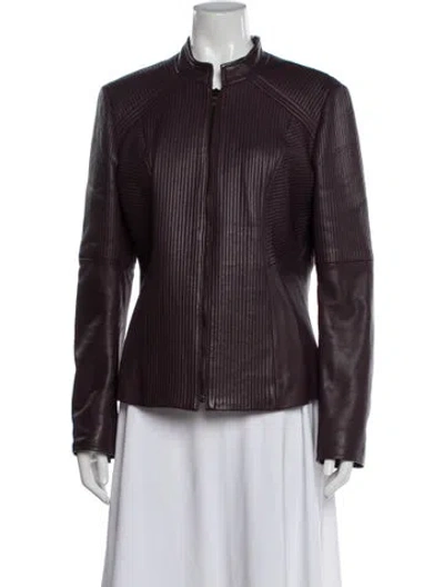 Pre-owned Neiman Marcus Leather Biker Jacket In Purple