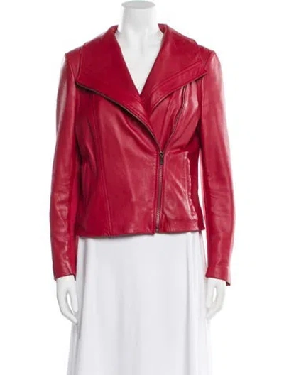 Pre-owned Neiman Marcus Leather Biker Jacket In Red