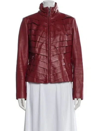 Pre-owned Neiman Marcus Leather Biker Jacket In Red