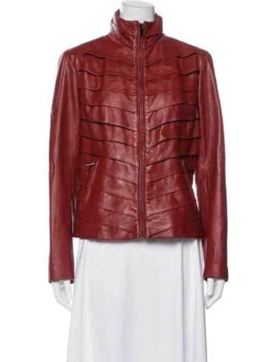 Pre-owned Neiman Marcus Leather Biker Jacket In Red