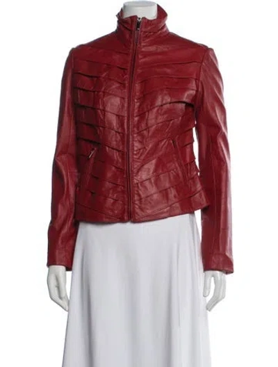Pre-owned Neiman Marcus Leather Biker Jacket In Red