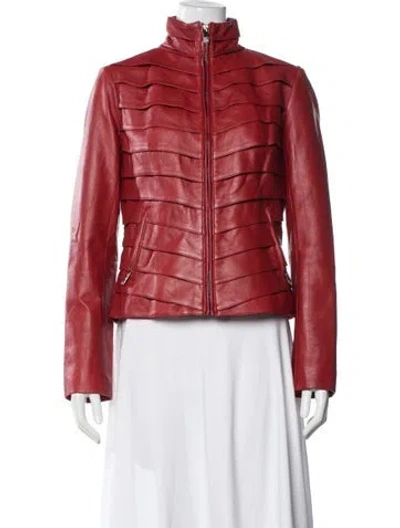 Pre-owned Neiman Marcus Leather Biker Jacket In Red