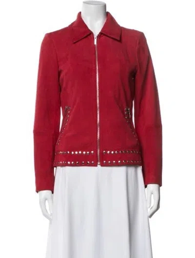 Pre-owned Neiman Marcus Leather Biker Jacket In Red
