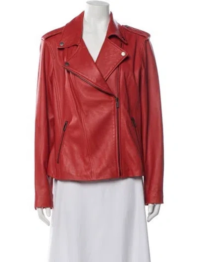 Pre-owned Neiman Marcus Leather Biker Jacket In Red