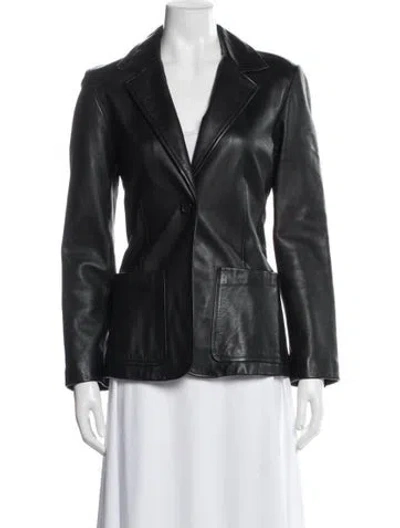 Pre-owned Neiman Marcus Leather Blazer In Black