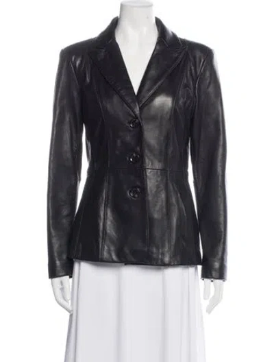 Pre-owned Neiman Marcus Leather Blazer In Black