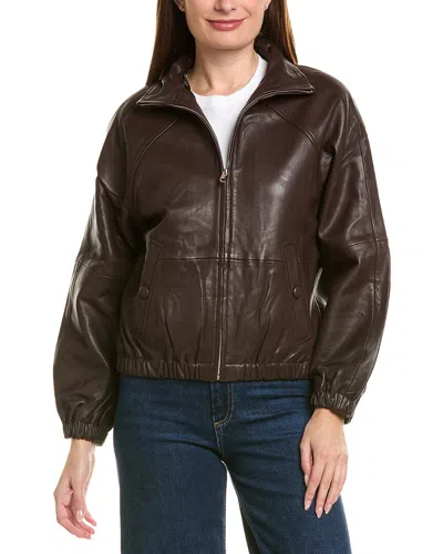 Neiman Marcus Leather Bomber Jacket In Black