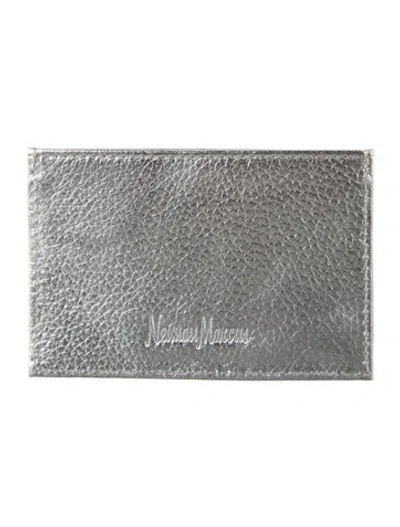 Pre-owned Neiman Marcus Leather Card Holder In Silver