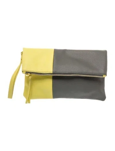 Pre-owned Neiman Marcus Leather Clutch In Gray