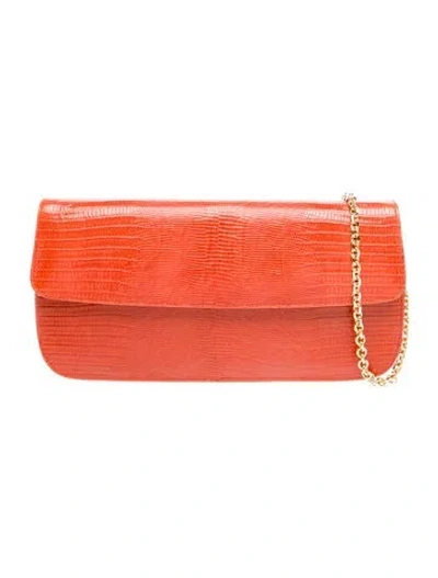 Pre-owned Neiman Marcus Leather Clutch In Orange