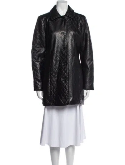 Pre-owned Neiman Marcus Leather Coat In Blue