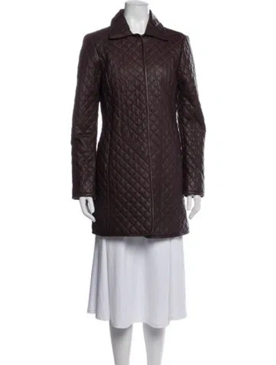 Pre-owned Neiman Marcus Leather Coat In Brown