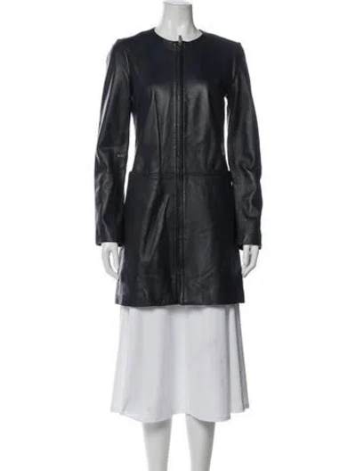 Pre-owned Neiman Marcus Leather Coat In Gray