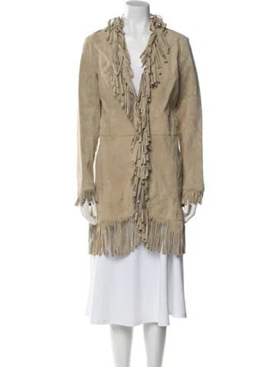 Pre-owned Neiman Marcus Leather Coat In Neutral