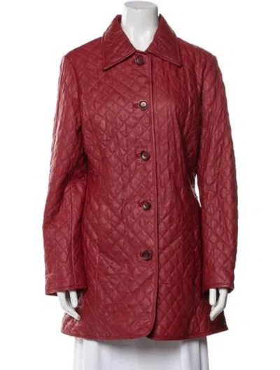 Pre-owned Neiman Marcus Leather Coat In Red
