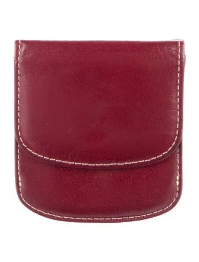 Pre-owned Neiman Marcus Leather Coin Pouch In Red