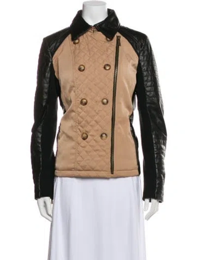 Pre-owned Neiman Marcus Leather Colorblock Pattern Jacket In Brown