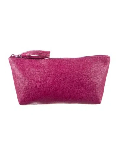 Pre-owned Neiman Marcus Leather Cosmetic Bag In Pink
