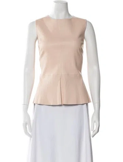Pre-owned Neiman Marcus Leather Crew Neck Top In Pink