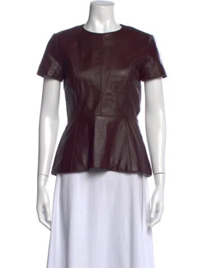 Pre-owned Neiman Marcus Leather Crew Neck Top In Purple
