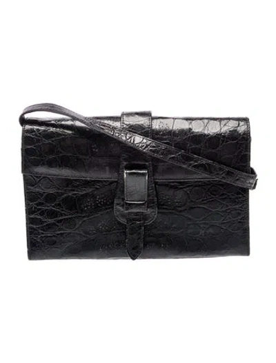 Pre-owned Neiman Marcus Leather Crossbody Bag Vintage In Black