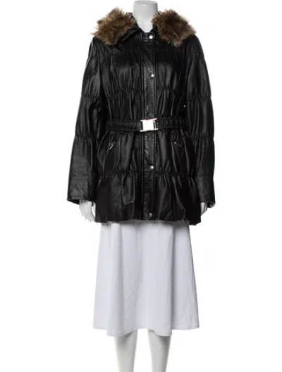 Pre-owned Neiman Marcus Leather Down Coat In Black