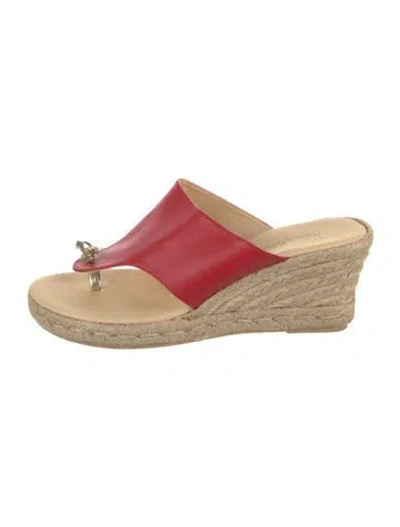 Pre-owned Neiman Marcus Leather Espadrilles In Red
