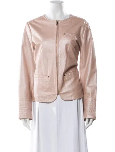Pre-owned Neiman Marcus Leather Evening Jacket In Pink
