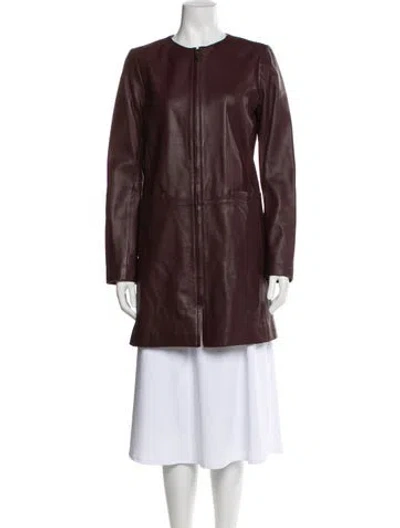 Pre-owned Neiman Marcus Leather Faux Fur Coat In Brown