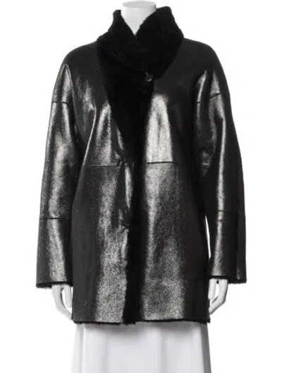 Pre-owned Neiman Marcus Leather Faux Fur Jacket W/ Tags In Black