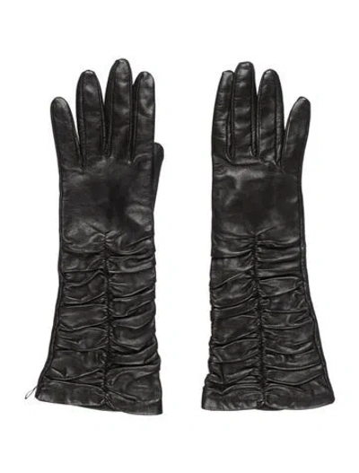 Pre-owned Neiman Marcus Leather Gloves In Black