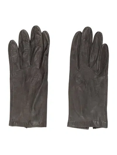 Pre-owned Neiman Marcus Leather Gloves In Gray