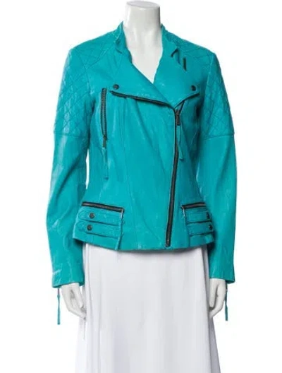 Pre-owned Neiman Marcus Leather Jacket In Blue