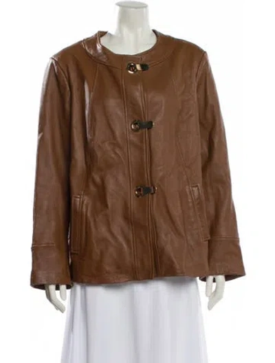 Pre-owned Neiman Marcus Leather Jacket In Brown